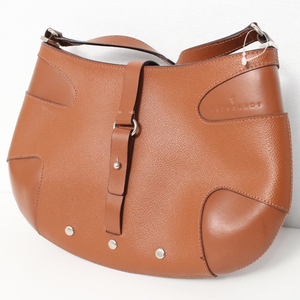 NEW Trussardi Brown Italian Leather Shoulder Bag